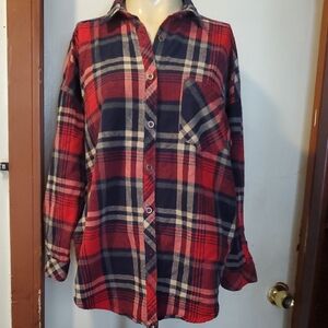 Forever 21 Red and Blue Plaid Top Size S